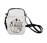 Alice - Bolso cruzado con diseño de princesa Alicia, regalos de Alicia y el país de las maravillas, regalo inspirado en Alicia con texto en inglés "We're All Mad Here"
