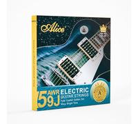 Alice Cuerdas de guitarra, cuerdas de guitarra eléctrica recubiertas, pulidas en oro para una sensación suave y cálida, tono brillante, extremo de bola con etiqueta de cuerda, fácil de instalar (luz