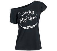 Alice in Wonderland Alicia en el País de Las Maravillas Gato Chesire - We´re All Mad Here Mujer Camiseta Negro S