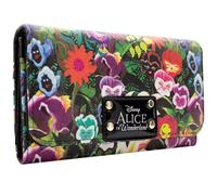 Alice In Wonderland Floral Cartera Tri-Fold Bolsillo para Monedas & Tarjetero, Verde