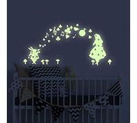 Alice in Wonderland pegatinas de pared brillan en la oscuridad, BENBO Alice Stars PVC vinilo luminoso pegatinas de pared DIY para decoración del hogar niñas guardería habitación decoración