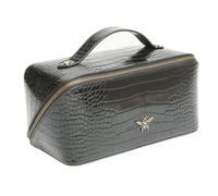 Alice Wheeler Bee Train Case Beauty Concertina - Organizador plegable, Cocodrilo negro, Estuche de belleza de tren plegable