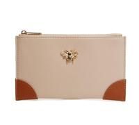 Alice Wheeler London Bee Brompton - Monedero compacto y ligero con emblema de abeja dorada, ribete de cuero vegano y bolsillo trasero con cremallera, 18 x 10,5 cm, verde azulado, oliva, piedra, negro