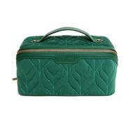 Alice Wheeler London - Estuche acolchado de terciopelo para tren, color verde azulado, costuras decorativas, herrajes dorados, Teal, Maletín de tren