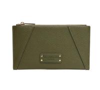 Alice Wheeler London Kensington - Cartera compacta de cuero vegano con cremallera con logotipo en relieve y detalles en las esquinas, elegante bolso diario - piedra, oliva, chocolate, 11 x 8,5 cm