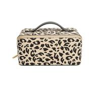 Alice Wheeler London - Maletín de tren con estampado de leopardo, organizador de belleza con bolsillos internos, 24 x 12 x 12 cm