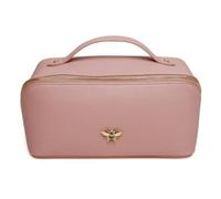 Alice Wheeler London Mini Train Case - Estuche compacto de maquillaje y aseo con cremallera dorada, diseño estructurado, organizador de cosméticos de viaje, interior totalmente forrado, Pink, S