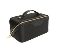 Alice Wheeler LTC - Estuche de viaje de piel negra con cremallera dorada, bolsa de cosméticos de viaje, Teal, Maletín de tren
