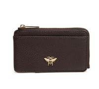 Alice Wheeler Monedero y tarjeta de abeja - Cremallera compacta con múltiples ranuras para tarjetas - Pequeño bolso de viaje con detalle de abeja distintivo - 13 x 8 x 1 cm, chocolate, M