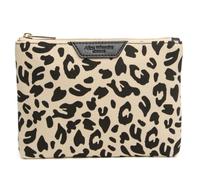 Alice Wheeler - Neceser de maquillaje con estampado animal - Bolsa de cosméticos de viaje acolchada con cebra o leopardo - Textura de gamuza cepillada - Estuche compacto de lujo - 15,5 × 13,5 × 1