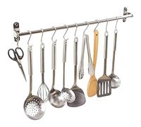Alicemall Colgador de Utensilios de Cocina 60cm con 10 Ganchos, Barras Cocina la Pared de Acero Inoxidable, Plata