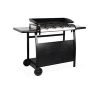 Alice's Garden - Plancha de gas con 4 quemadores en carro - Porthos - 10 kW. plancha de gas con servicio Cocina exterior. Placa esmaltada. INOX. Barbacoa