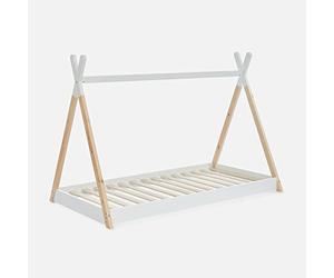 Alice's Garden swe ama Tipi Infantil de Pino Natural con Base, 90cm, Tobias, Blanco, 196x100x136.5 cm