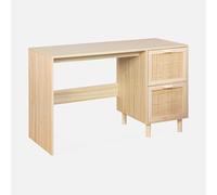 Alice's Garden swe scritorio Efecto caña y Madera con 2 cajones, Camargue, Natural, 120x48x75 cm