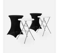 Alice's Garden sweeek - Juego de 2 mesas de recepción - Gala - Mesa de pie, Plegable, Ø80cm x 110cm + 2 Fundas de poliéster, Negro