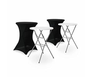 Alice's Garden sweeek - Juego de 2 mesas de recepción - Gala - Mesa de pie, Plegable, Ø80cm x 110cm + 2 Fundas de poliéster, Negro
