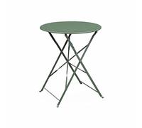 Alice's Garden sweeek - Mesa de Bistro Plegable - Emilia Ronde Verde grisáceo- Mesa Redonda Ø60cm en Acero con Recubrimiento de Polvo
