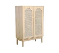 Alice's Garden sweeek-Mueble para Zapatos/Pequeño bufé de 2 Puertas de Mimbre Judith, 20 Pares de Zapatos, 4 estantes, Patas de Madera de Caucho con Tapa de Acabado Dorado.