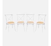 Alice's Garden sweeek-Silla de bistró Vintage de Madera, Set de 4 Blanco - 48.5x53.5x88.5 cm