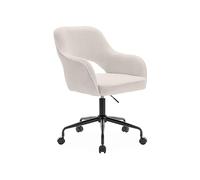 Alice's Garden sweeek-Silla de Oficina con Ruedas en Borreguito y Base Negra Blanco - 60x62x99 cm