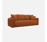Alice's Garden sweeek-Sofá Cama de Pana Acanalada con Almacenamiento, 3 plazas, Almo Pana, Rojo ladrillo, 230x95x85 cm