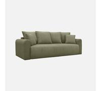 Alice's Garden sweeek-Sofá Cama de Pana Acanalada con Almacenamiento, 3 plazas, Almo Pana, Verde Kaki, 230x95x85 cm