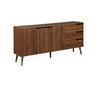 Alice's Home sweeek - Aparador escandinavo, 2 Puertas, 3 cajones, Nogal, 160cm