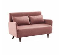 Alice's Home sweeek - Sofá Cama de Terciopelo - Panam - escandinavo de 2 plazas, Patas de Madera Oscura, Rosa, Asiento de Banco, Respaldo reclinable