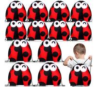 Aliceset 12 bolsas de regalo de mariquita con cuerda para fiesta de cumpleaños, decoración de caramelos, suministros de cumpleaños, piñata a granel