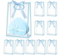 Aliceset 12 bolsas de regalo de plástico transparente con asas troqueladas, bolsa reutilizable de polipropileno con cinta para bodas, novias, fiestas de cumpleaños, graduaciones, baby shower, compras,