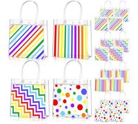 Aliceset 20 bolsas de regalo de fiesta de arcoíris con asas, bolsas de PVC transparente de arcoíris, bolsas coloridas para golosinas para fiestas de cumpleaños, decoración de baby shower, 8 x 8 x 3.15