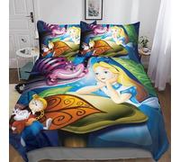Alicia en el País de Las Maravillas Juego De Fundas Nórdicas Alice Juego De Ropa De Cama, Cremallera Oculta, De Microfibra Suave Edredón King（220x240cm）