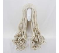 Alicia en el país de las maravillas White Queen Peruca Cosplay peluca rubia ondulada larga trenza estilo pelo sintético Anime disfraz pelucas + gorro de peluca Kumz3559
