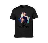 Alicia Keys Girl On Fire Unisex 100% Cotton Short-Sleeve T-Shirts Black XL