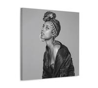Alicia Keys Póster Blanco y Negro Pintura Decorativa Lienzo Arte de Pared Salón Póster Dormitorio Pintura, Arte de Pared Impresión de Imagen Moderna Decoración de Habitación Familiar 24 x 24 Pulgadas