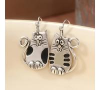 Alicientes 3D de gato de metal para mujeres, veterinarios y carreras de mascotas - Aleación con postes de hierro, diseño divertido para atuendos casuales y fiestas, aretes extraños