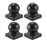 Alide 4 tapas negras para postes de cerca con bola superior, bola decorativa esférica para pasamanos de escalera de cerca para postes de metal de 50 mm.