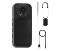 Alide Minicámara de acción S70 (negra): 2.7K HD, lente giratorio de 180°, pantalla de 1.47", cordón magnético + tarjeta SD de 64 GB, cámara de bolsillo para vlogs, ciclismo y viajes.