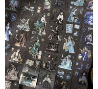 Alideco 6 cintas adhesivas decorativas vintage con personajes mágicos, ideales para suministros de diario de viñetas, artes, álbumes de recortes, manualidades, planificadores (mofashiderichang)