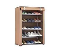 ALIDY Zapatero, Organizador de Zapatos, Multinivel, Armario de Zapatos, Textil de Tela, Tubo de Metal Plegable, Zapatero Vertical, Compacto, Portátil para Entrada, Recibidor (Marrón (5 estantes))