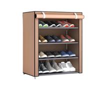 ALIDY Zapatero, Organizador de Zapatos, Multinivel, Armario de Zapatos, Textil de Tela, Tubo de Metal Plegable, Zapatero Vertical, Compacto, Portátil para Entrada, Recibidor (Marrón (4 estantes))