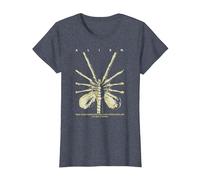 Alien 45th Anniversary Facehugger 1979 Movie Poster Space Camiseta, Mujer, Azul Jaspeado, XL