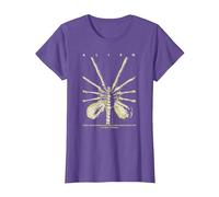 Alien 45th Anniversary Facehugger 1979 Movie Poster Space Camiseta, Mujer, Morado Jaspeado, S