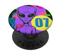 Alien 7mo cumpleaños Alien 7 años Alien colorido PopSockets PopGrip Adhesivo