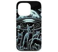 Alien Abduction Cat Kitten UFO Nave espacial extraterrestre Carcasa para iPhone 13 Pro