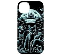 Alien Abduction Cat Kitten UFO Nave espacial extraterrestre Carcasa para iPhone 14 Plus