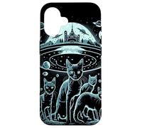 Alien Abduction Cat Kitten UFO Nave espacial extraterrestre Carcasa para iPhone 16