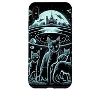 Alien Abduction Cat Kitten UFO Nave espacial extraterrestre Carcasa para iPhone XS Max