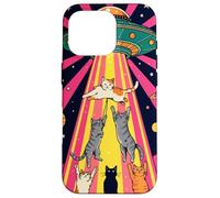 Alien Abduction Cats UFO Platillo Volador Espacio Retro Vintage Carcasa para iPhone 16 Pro