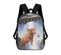 Alien Abduction of Highland Cow with Coffee Mochilas Para Niños Y Estudiantes, Mochilas Escolares Impresas En 3D, Mochilas Para Estudiantes De Primaria Y Secundaria Para Niños Y Niñas 17inch